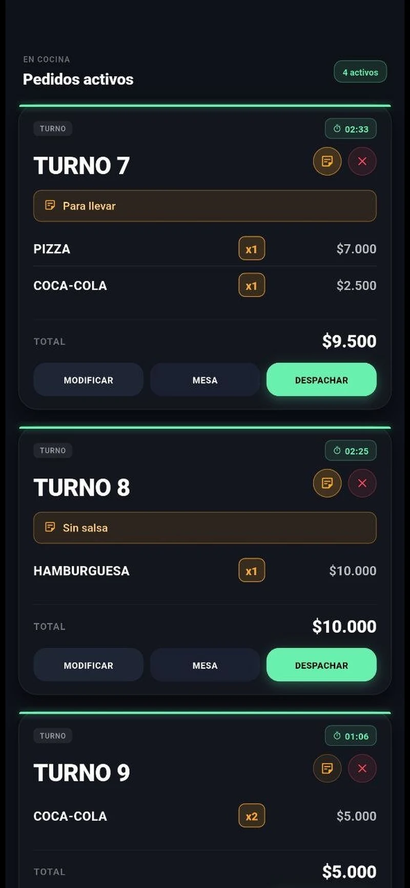 Pedidos Cocina